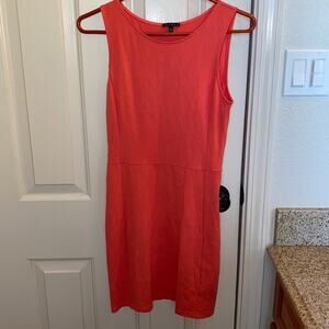 Theory Daniko Pryor Mini Dress Coral Sz S Stretchy Sleeveless Ponte Tank